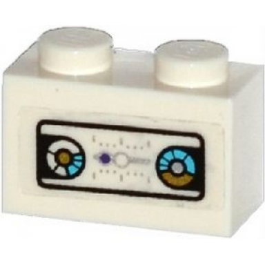 white brick 1 x 2 with gold and medium azure gauges silver graduated scale and dark purple dot pattern sticker - set 70167