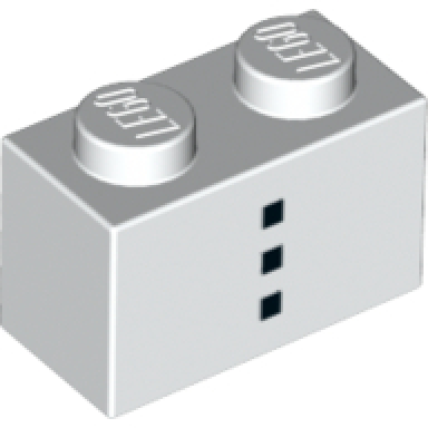 white brick 1 x 2 with 3 black squares small vertical pattern
