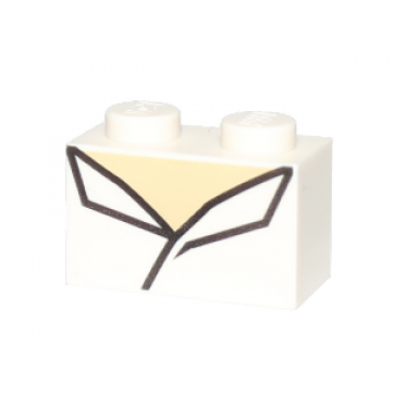 white brick 1 x 2 with black lines and tan surface pattern brickheadz jack sparrow chest
