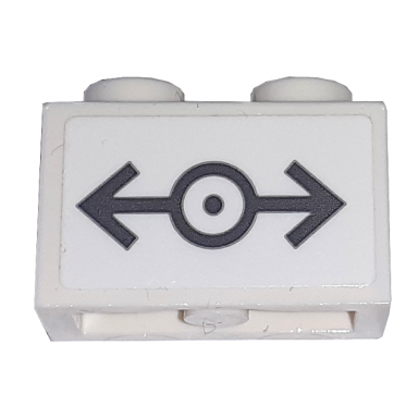 white brick 1 x 2 with dark bluish gray train logo medium pattern sticker - set 60198