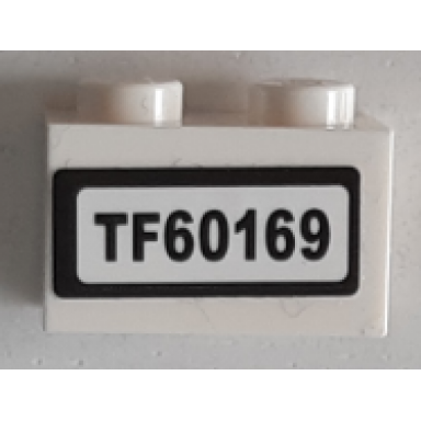 white brick 1 x 2 with tf60169 pattern sticker - set 60169