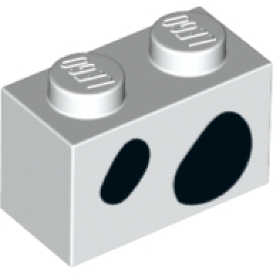 white brick 1 x 2 with 2 black spots pattern