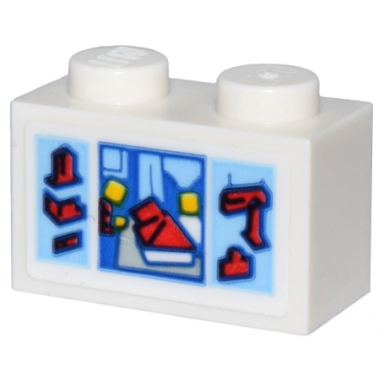white brick 1 x 2 with lego set 700 automatic binding bricks box art pattern sticker - set 80036