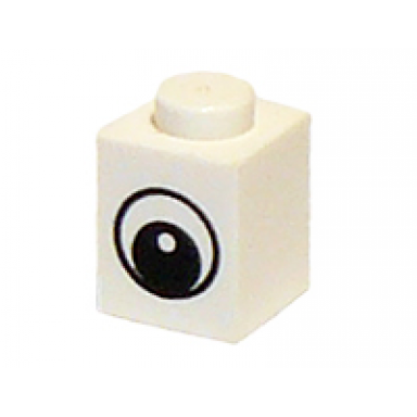 white brick 1 x 1 with black and white eye with pupil pattern