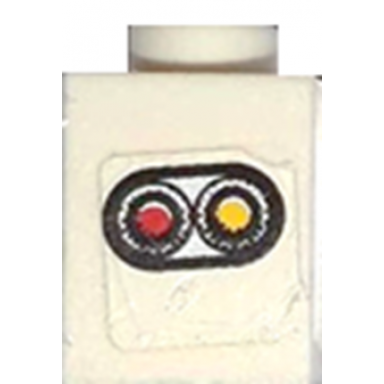 white brick 1 x 1 with taillight pattern model right side sticker - set 8155