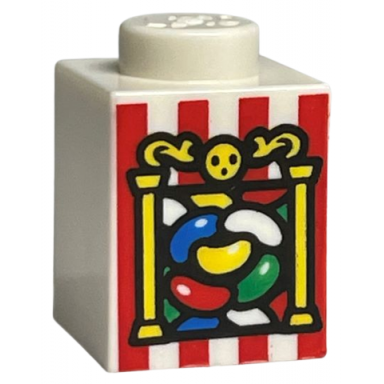 white brick 1 x 1 with jelly beans yellow pillars and red stripes pattern hp bertie botts beans