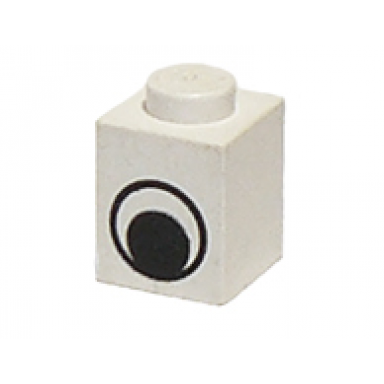 white brick 1 x 1 with black and white eye without pupil pattern