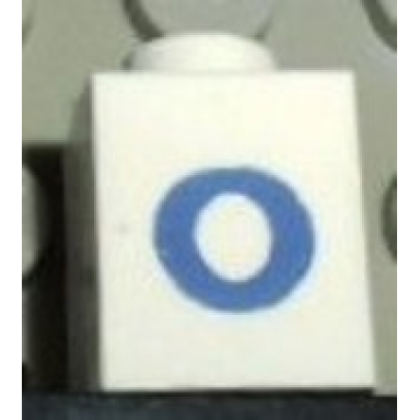 white brick 1 x 1 with blue number 0 pattern serif font
