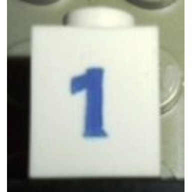 white brick 1 x 1 with blue number 1 pattern serif font