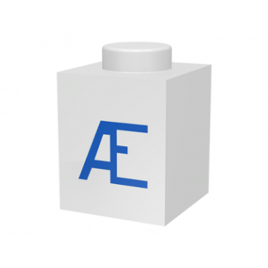 white brick 1 x 1 with blue capital letter ã pattern