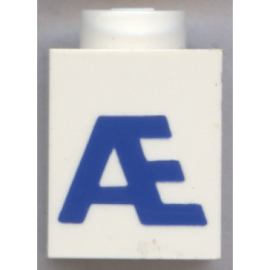 white brick 1 x 1 with blue capital letter ã pattern bold font
