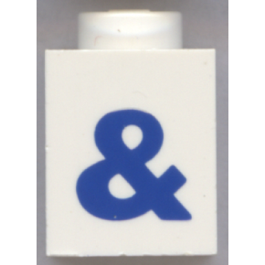 white brick 1 x 1 with blue ampersand pattern bold font