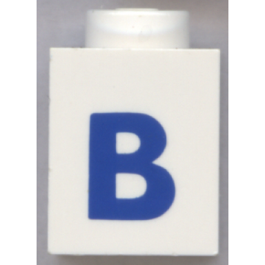white brick 1 x 1 with blue capital letter b pattern bold font