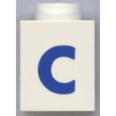 white brick 1 x 1 with blue capital letter c pattern bold font