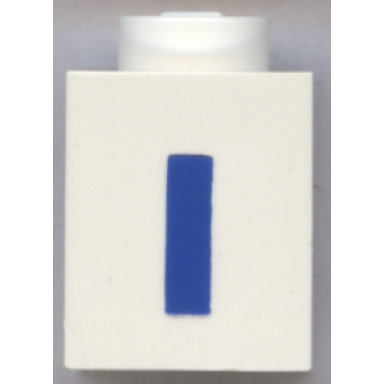 white brick 1 x 1 with blue capital letter i pattern bold font