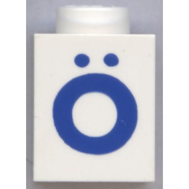 white brick 1 x 1 with blue capital letter o with diaeresis ã pattern bold font