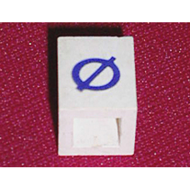 white brick 1 x 1 with blue capital letter o with stroke ã pattern