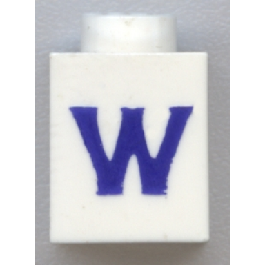 brick x with blue capital letter w pattern serif font