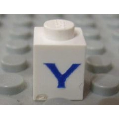brick x with blue capital letter y pattern serif font