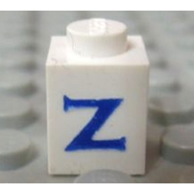 brick x with blue capital letter z pattern serif font
