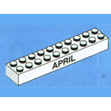 white brick 2 x 10 with black march and april pattern on opposite sides