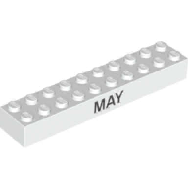 white brick 2 x 10 with black may and june pattern on opposite sides