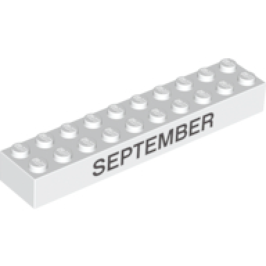 white brick 2 x 10 with black september and october pattern on opposite sides