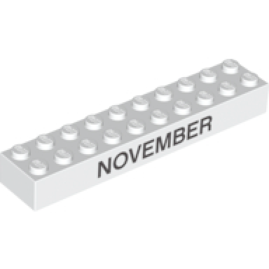 white brick 2 x 10 with black november and december pattern on opposite sides