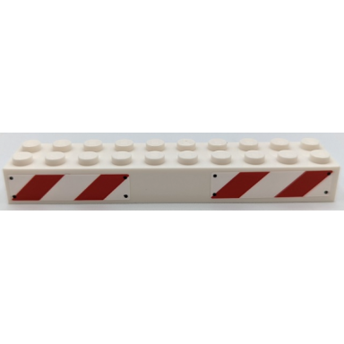 white brick 2 x 10 with red and white danger stripes and rivets pattern model left side stickers - set 75917