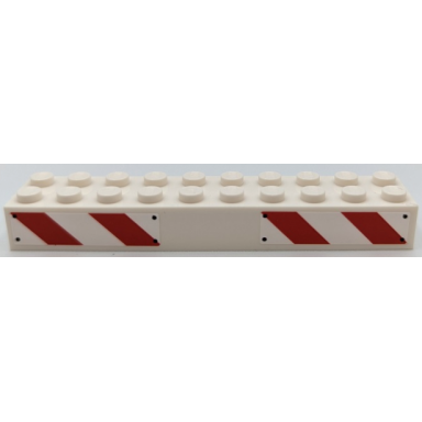 white brick 2 x 10 with red and white danger stripes and rivets pattern model right side stickers - set 75917