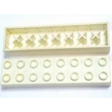 white minitalia brick 2 x 8 with bottom x supports