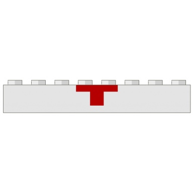 white brick 1 x 8 with red cross lower half pattern