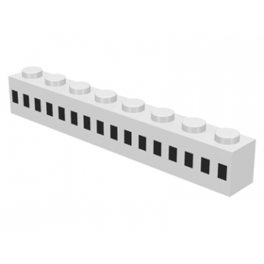white brick 1 x 8 with ferry squares black 16 in 1 line pattern