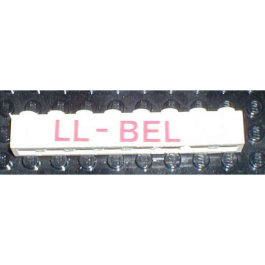 white brick 1 x 8 with red ll-bel pattern on both sides stickers - set 6392