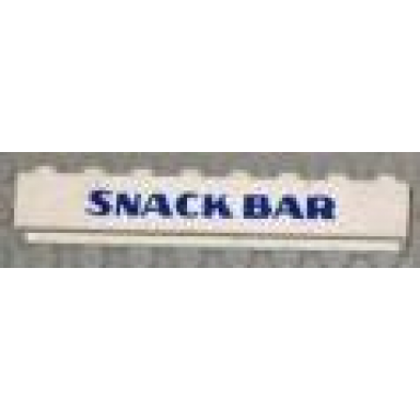 white brick 1 x 8 with blue snack bar thick pattern