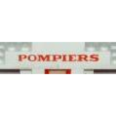 white brick 1 x 8 with red pompiers pattern