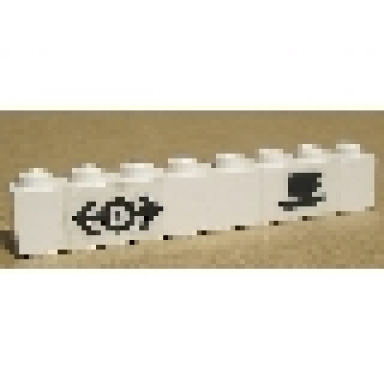 white brick 1 x 8 with train logo black coffee cup pattern sticker - set 4554