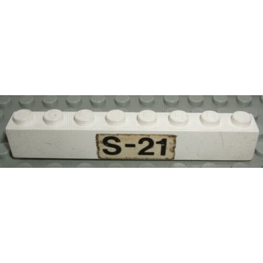white brick 1 x 8 with black s-21 pattern on both sides stickers - sets 460-1 653-1