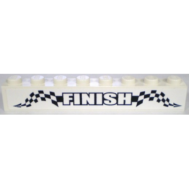 white brick 1 x 8 with finish and checkered pattern sticker - set 8898