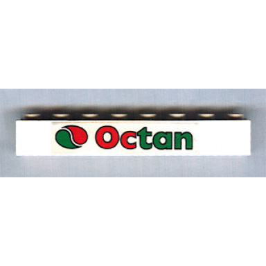 white brick 1 x 8 with octan logo pattern sticker - set 6539