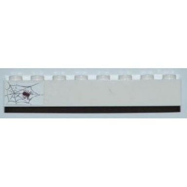 white brick 1 x 8 with spider and web on left side pattern sticker - set 6242
