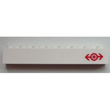 white brick 1 x 8 with train logo red pattern right sticker - set 60051