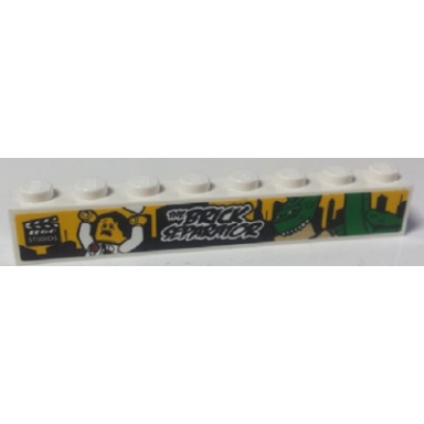 white brick 1 x 8 with black the brick separator pattern sticker - set 40220