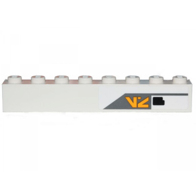 white brick 1 x 8 with bright light orange sw alien characters dark bluish gray and black markings pattern sticker - set 75273