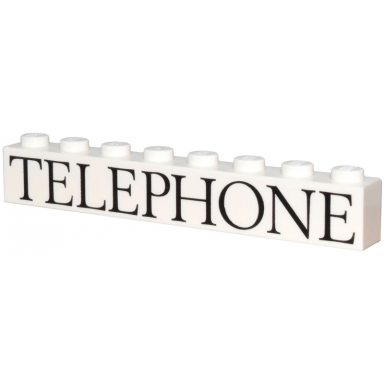 white brick 1 x 8 with black telephone pattern