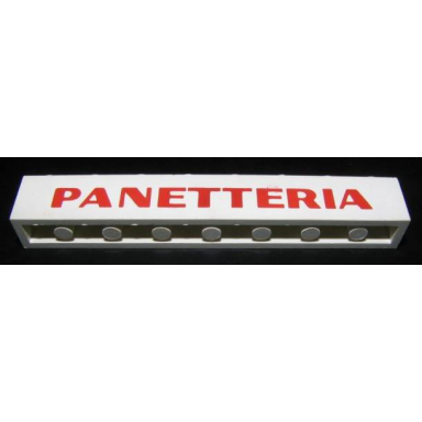white brick 1 x 8 with red panetteria pattern