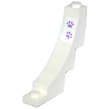 white arch 1 x 5 x 4 inverted with 2 medium lavender paw prints pattern sticker - set 41099