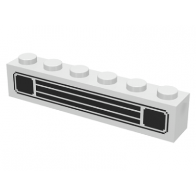 white brick 1 x 6 with black car grille pattern