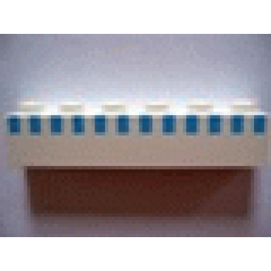 white brick 1 x 6 with ferry squares light blue in 1 line at top pattern