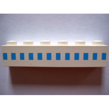 white brick 1 x 6 with ferry squares light blue in 1 line at middle pattern
